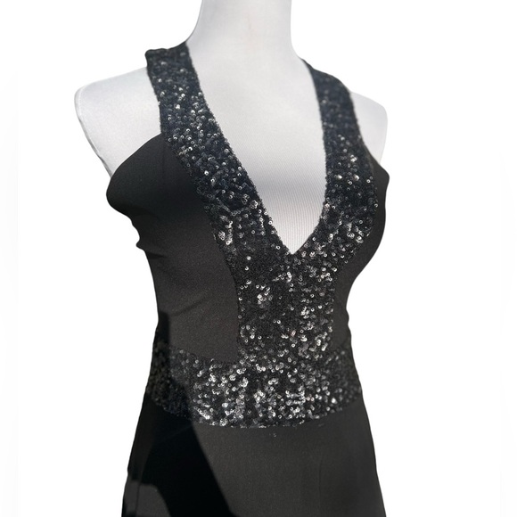 Dress the Population Black Floor Length Sequin Evening Gown Size L - Picture 6 of 8